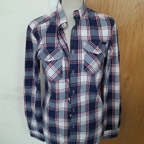 SUPERDRY COTTON SHIRT INRED, WHITE AND BLUE PLAID SIZE S