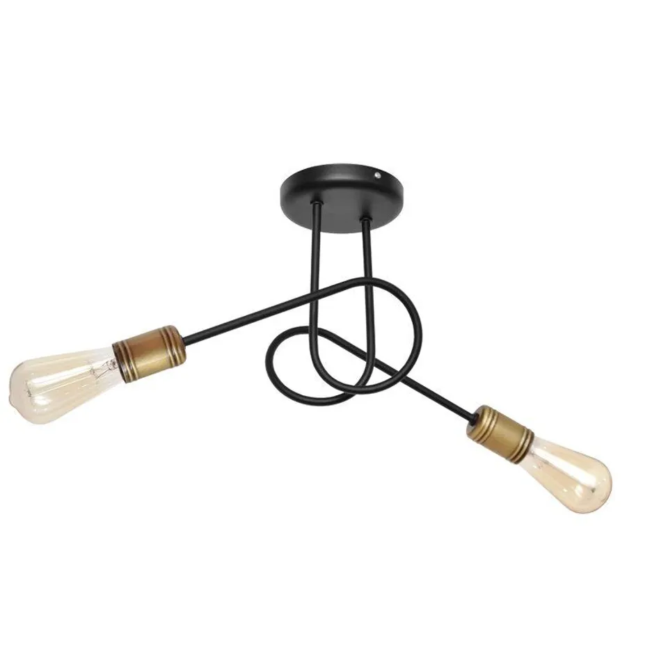 BOXED WUNDER 2 LIGHT BRASS SEMI FLUSH MOUNT FIXTURE 