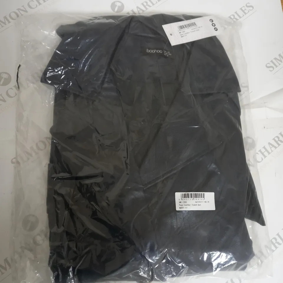 BOOHOO FAUX LEATHER TRENCH COAT SIZE 12