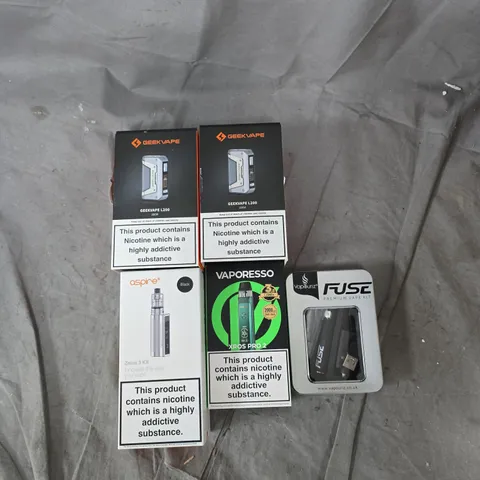 BOX OF APPROXIMATELY 30 ASSORTED E-CIGARETTES AND ACCOMPANIMENTS TO INCLUDE: GEEKVAPE L200 