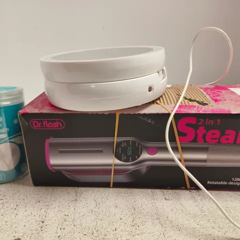 APPROX 12 ASSORTED BEAUTY PRODUCTS TO INCLUDE HAIR PIECES, VANITY MIRROR, DR FLASH STEAMER, ETC 