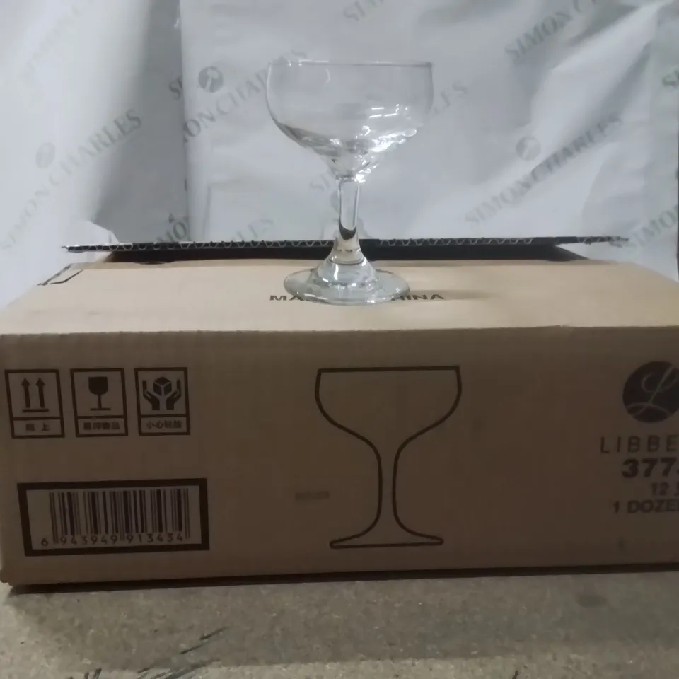 BOXED LIBBEY CHAMPAGNE SAUCER APPROXIMATELY 12