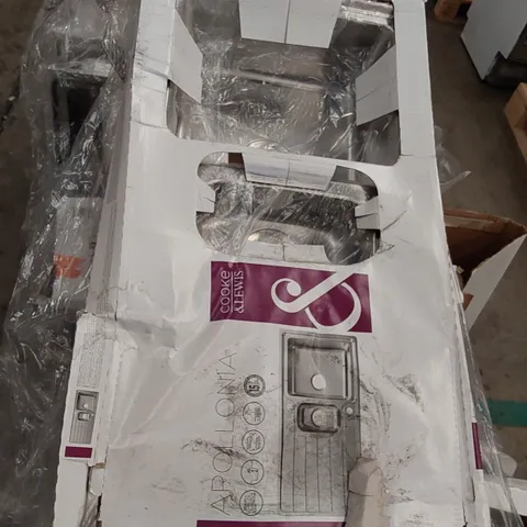 BOXED COOKE & LEWIS STAINLESS STEEL KITCHEN SINK WITH DRAINAGE BOARD