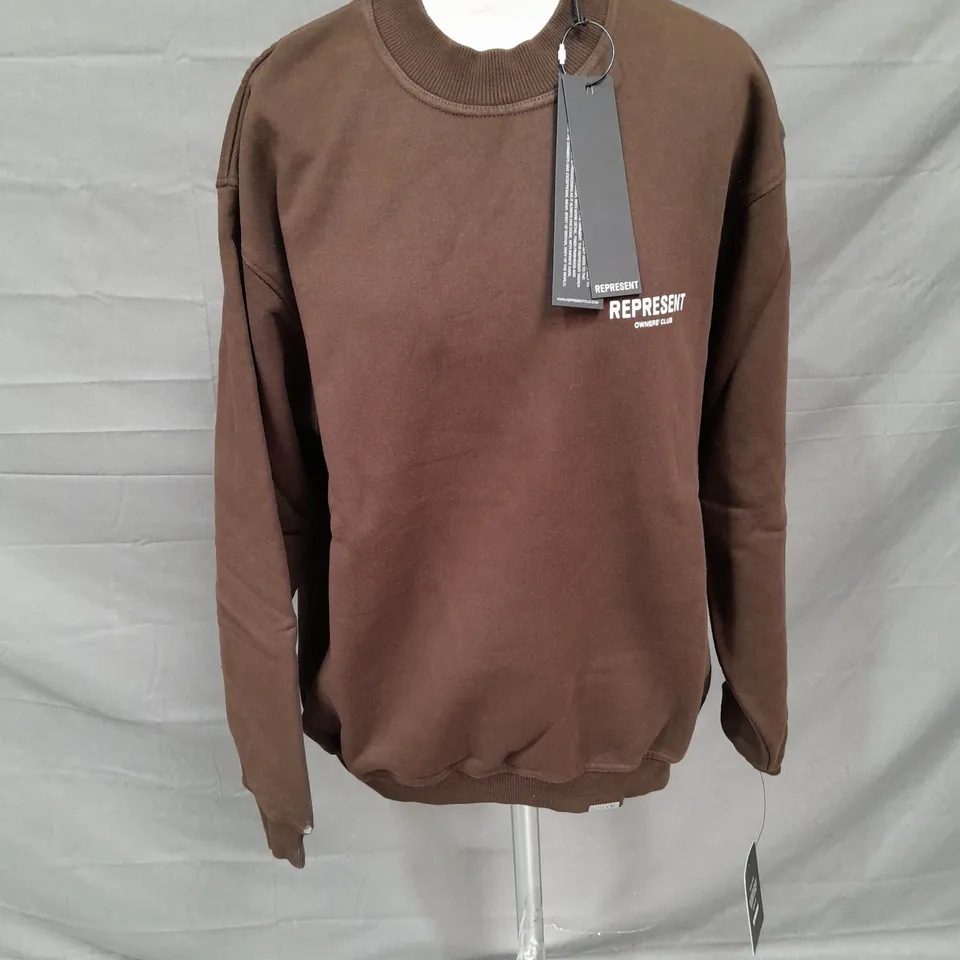 REPRESENT OWNERS CLUB JERSEY SWEATER IN VINTAGE BROWN SIZE XS