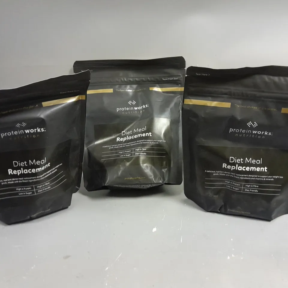 3 X SEALED PROTEIN WORKS DIET MEAL REPLACEMENTS - 3 X 210G - CHOCOLATE, VANILLA & CARAMEL 