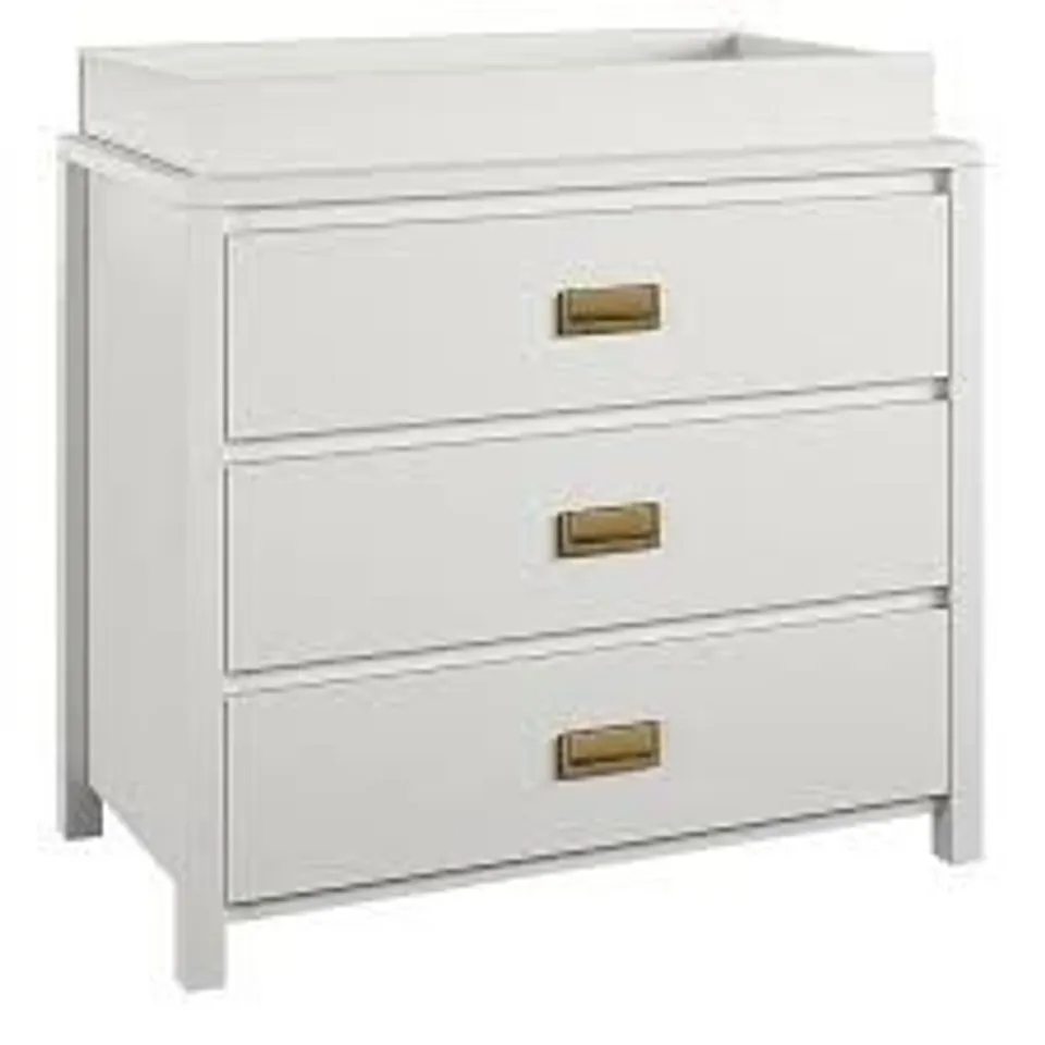 BOXED HAVEN 3 DRAWER DRESSER WITH CHANGING TOPPER WHITE (2 BOXES)