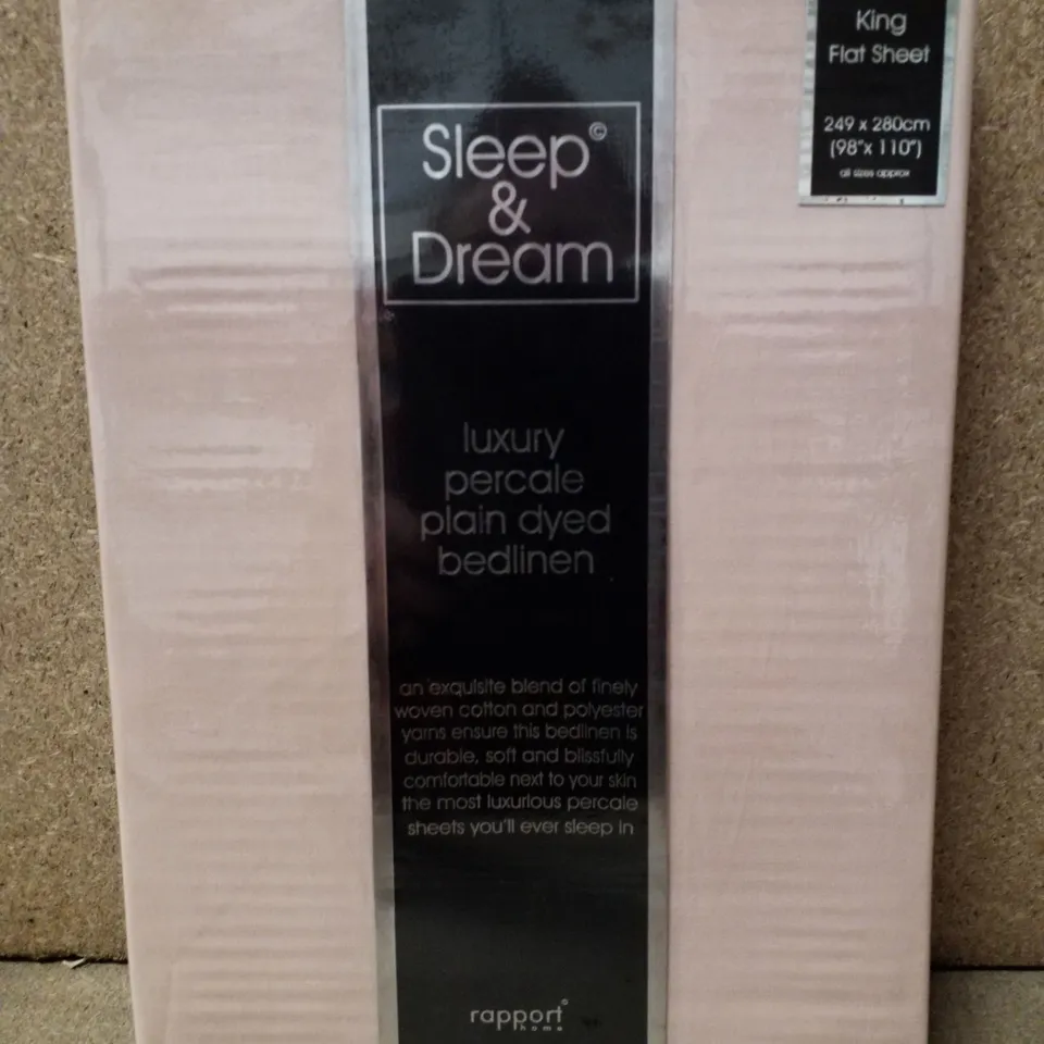 BRAND NEW SLEEP&DREAM LUXURY PERCALE PLAIN DYED BED LINEN (KING FLAT SHEET)