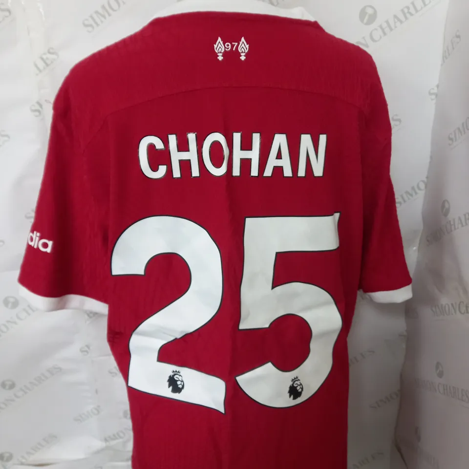 LIVERPOOL FC HOME JERSEY WITH 25 CHOHAN SIZE XL