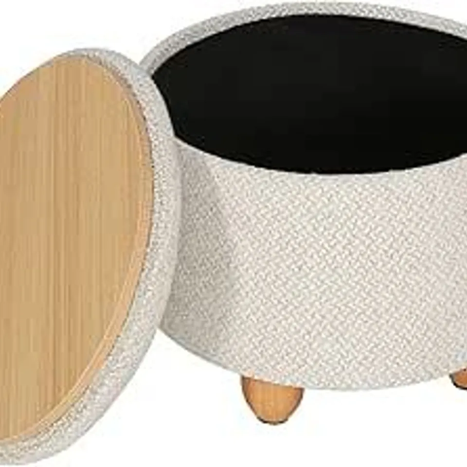 BOXED WOLTU ROUND STOOL WITH STORAGE SPACE - CREAM/WHITE (1 BOX)