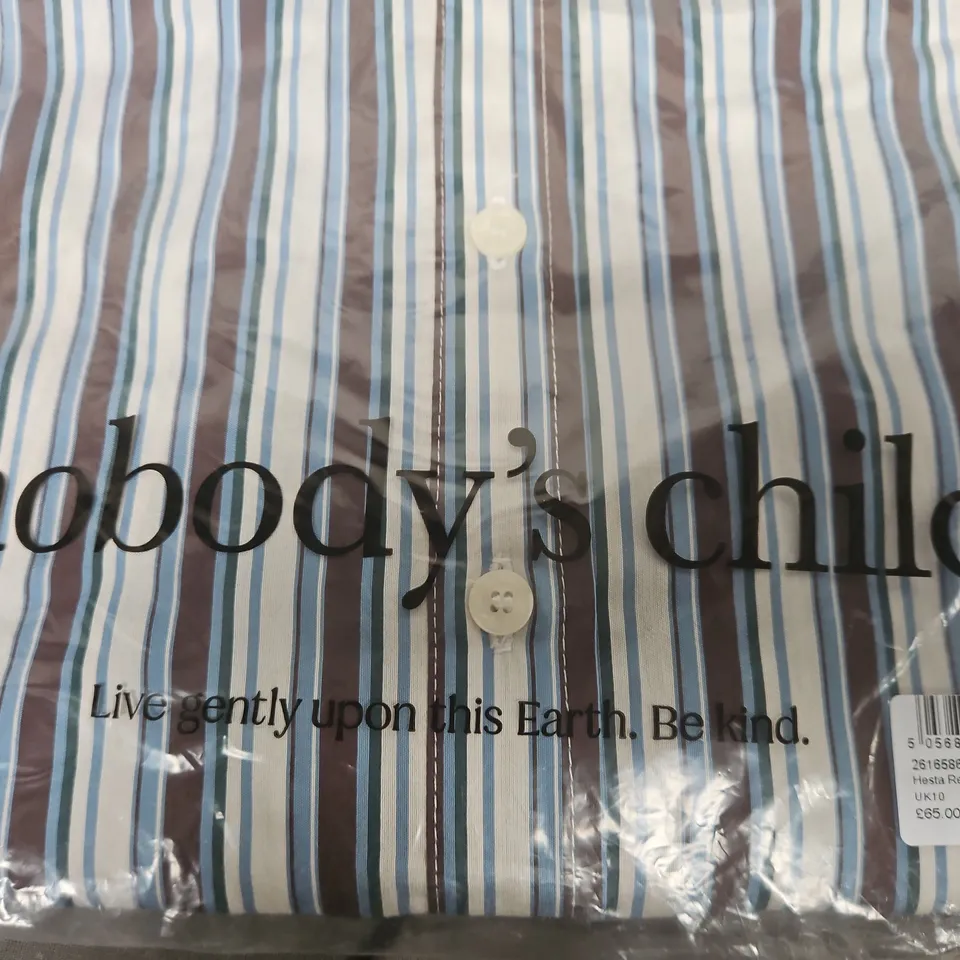 NOBODY'S CHILD HESTA RELAXED STRIPE SHIRT – BLUE, UK10 (EU38) 