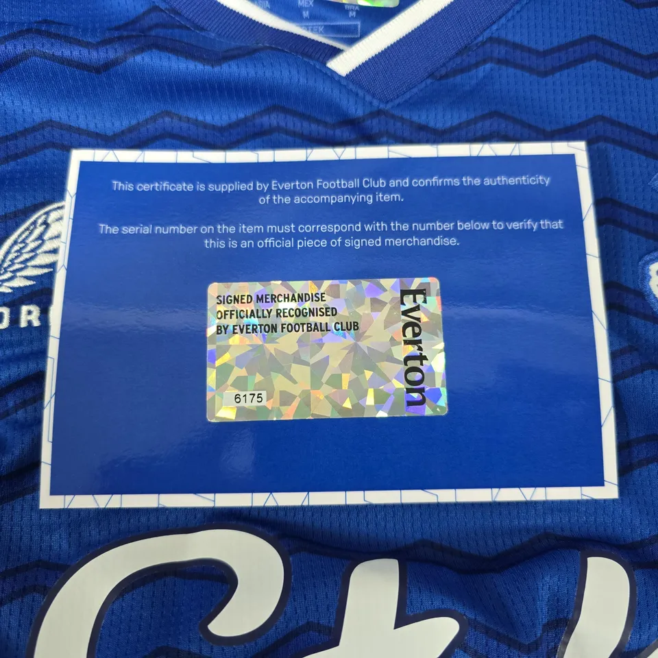 CASTORE EVERTON SIGNED HOME JERSEY - UK MEDIUM