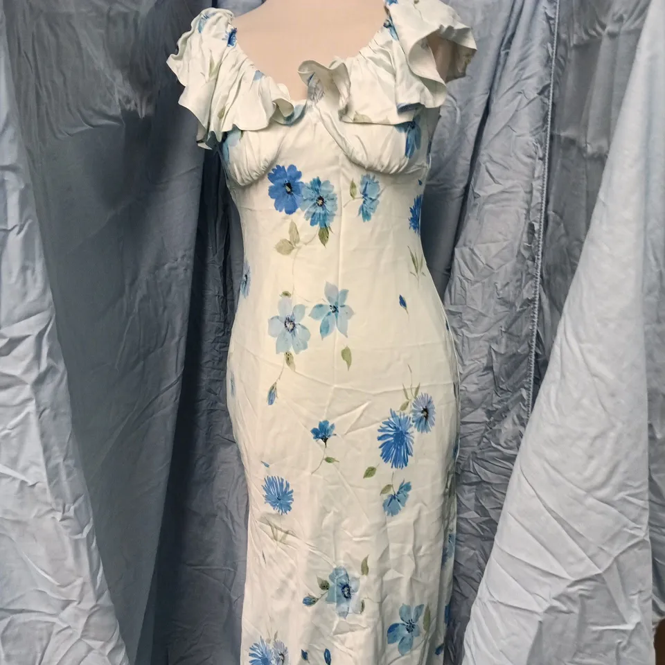 NOBODY'S CHILD ABELIA MIDI DRESS – UK 8, BLUE FLORAL