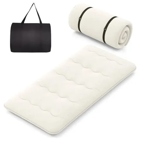 BOXED COSTWAY JAPANESE FLOOR MATTRESS WITH WASHABLE COVER AND CARRY BAG - BEIGE - COMPACT DOUBLE