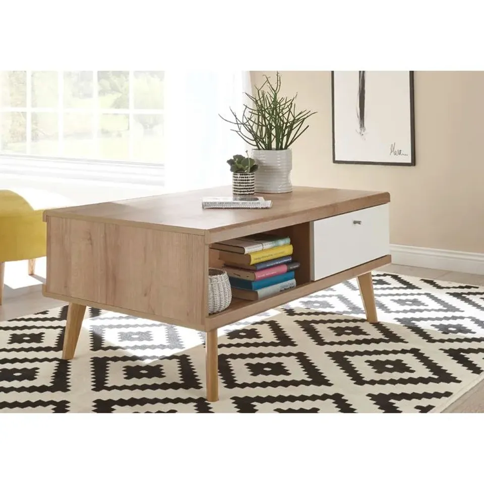 BRAND NEW BOXED MERLE OAK RIVIERA MATT WHITE COFFEE TABLE 