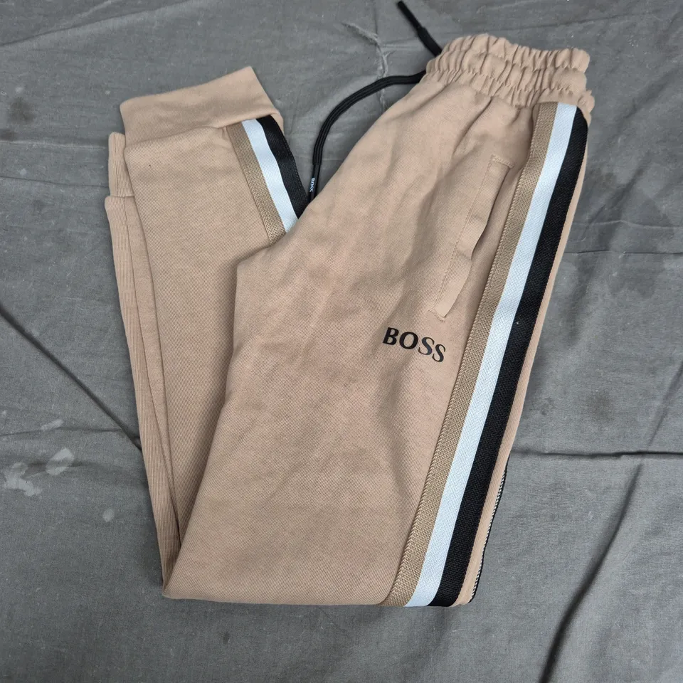 HUGO BOSS CHILDRENS JOGGERS – BEIGE WITH SIDE STRIPE - SIZE UNSPECIFIED