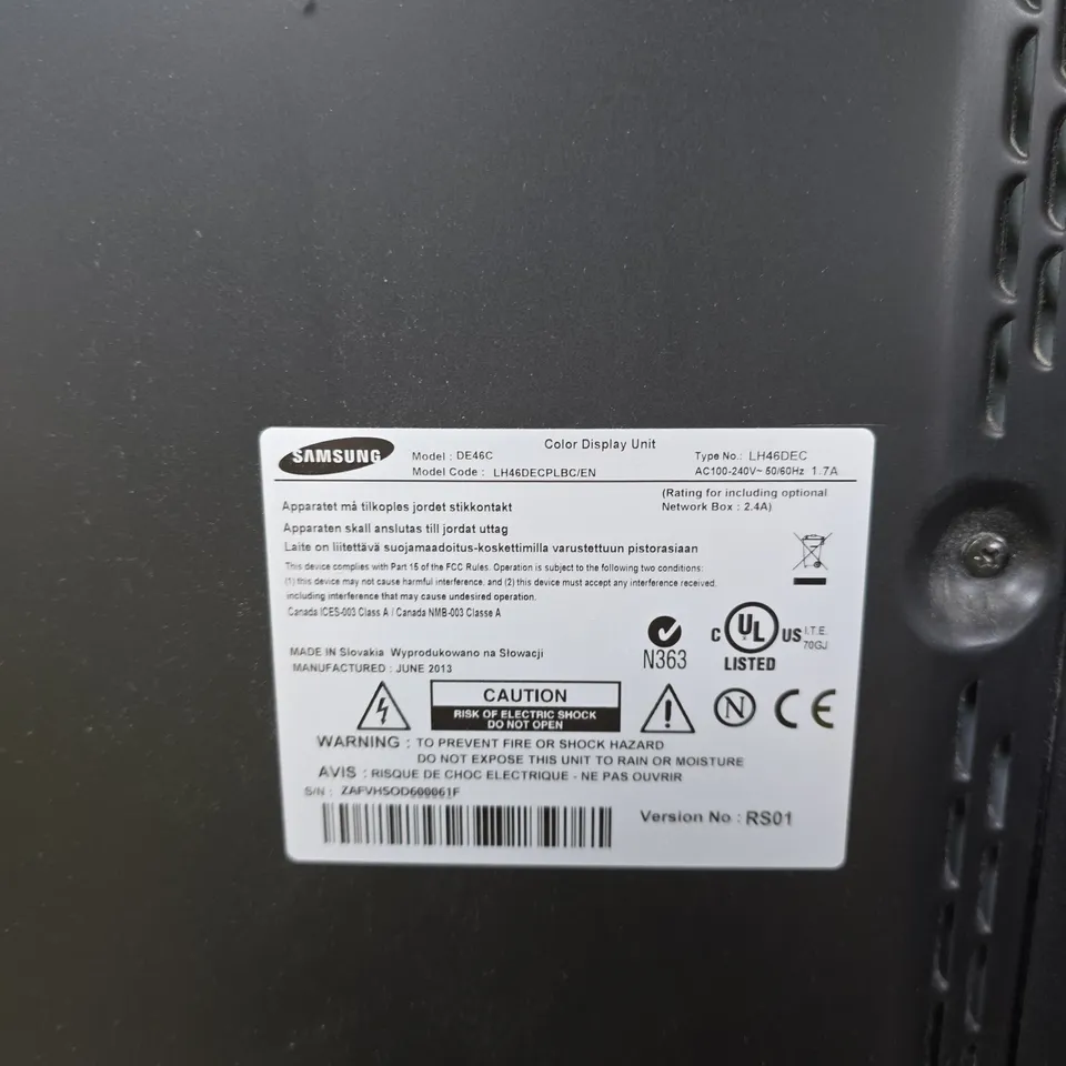 SAMSUNG COLOUR DISPLAY UNIT – MONITOR (DE46C)