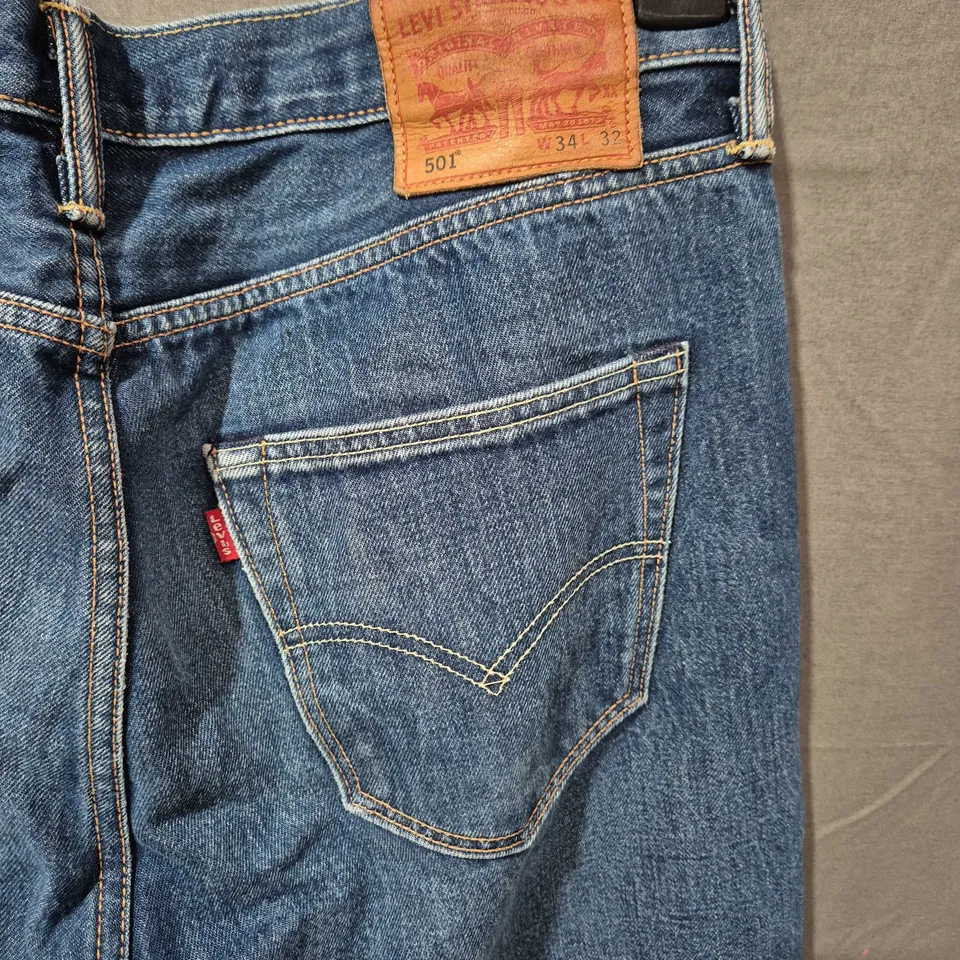 LEVI'S 501 JEANS – MEN'S DENIM, WAIST 34, INSEAM 32, BLUE