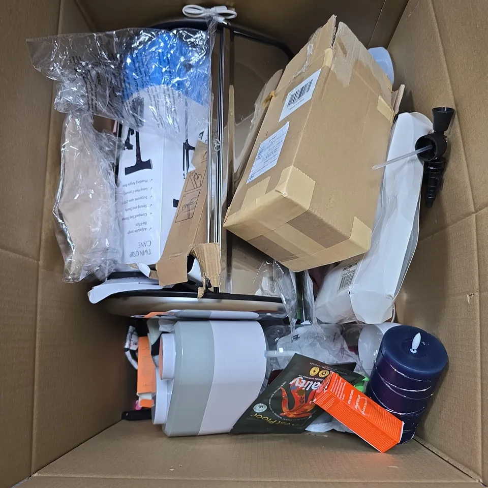 BOX OF APPROXIMATELY 15 ASSORTED ITEMS INCLUDING GLOWLIFE FACE SERUM , ELECTRIC CANDLE LIGHT AND COMFORTISSE UPLIFT BRA