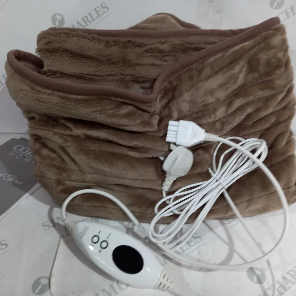 BOXED COZEE HOME HEATED BLANKET IN DARK TAUPE