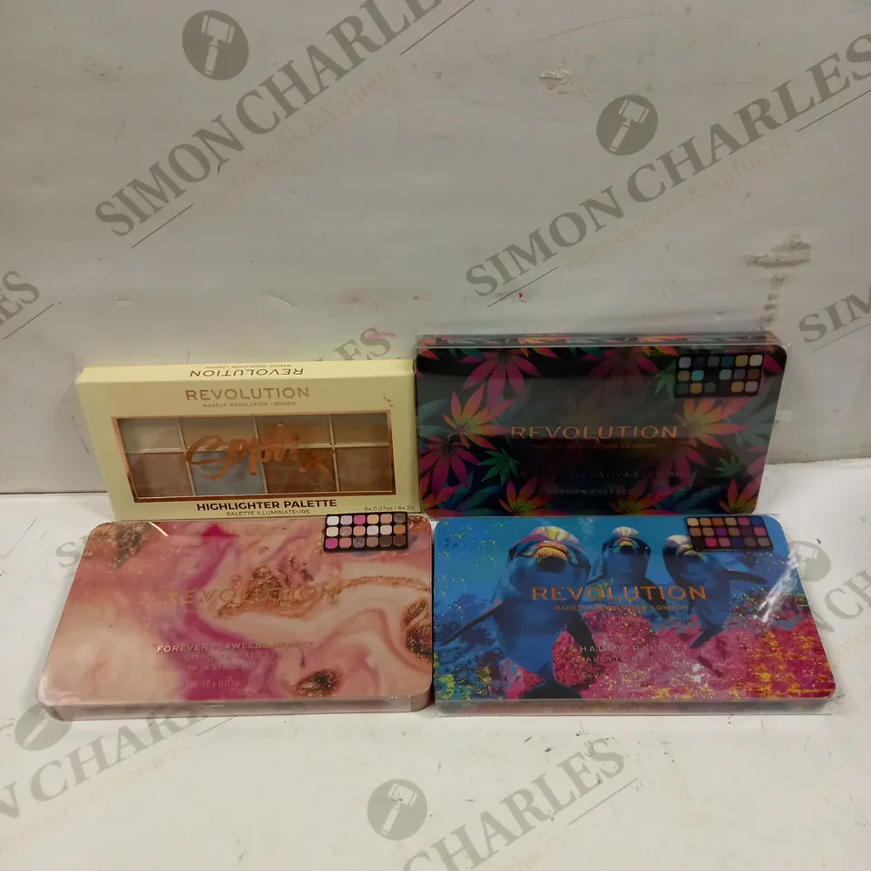 SET OF 4 REVOLUTION MAKE UP SHADOW/HIGHLIGHTER PALETTES 