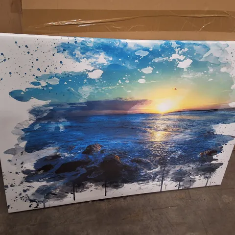 BOXED BEAUTIFUL SUNSET SEASCAPE - WRAPPED CANVAS PRINT