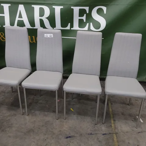 SET OF FOUR UPHOLSTERED DINING GREY PU CHROME LEGS