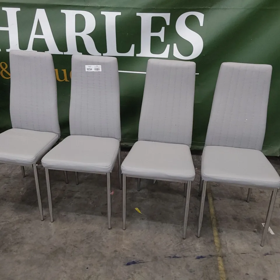 SET OF FOUR UPHOLSTERED DINING GREY PU CHROME LEGS