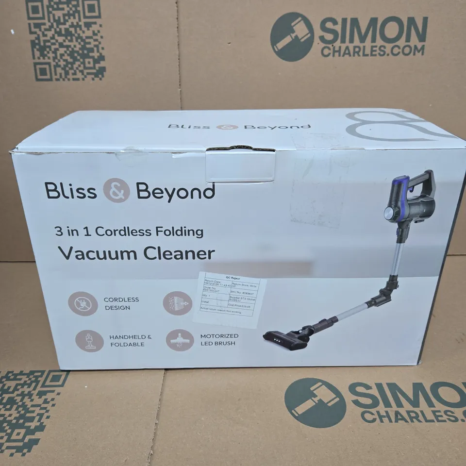 BLISS & BEYOND 3 IN 1 CORDLESS FOLDING VACUUM CLEANER – BOXED