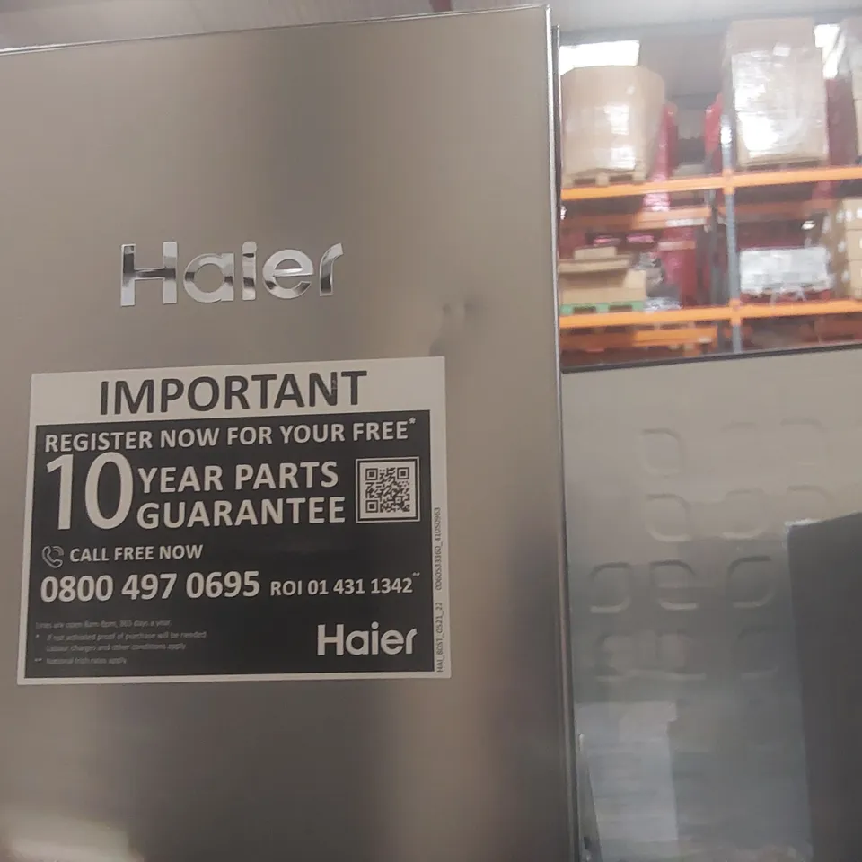 HAIER SERIES 5 HCR5919EHMP FRIDGE FREEZER - PLATINUM INOX