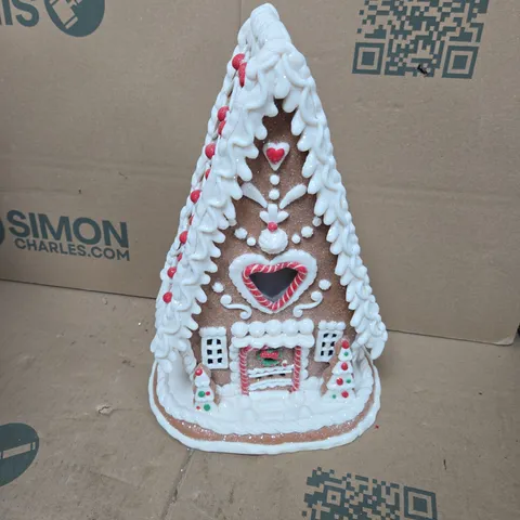 2 GINGERBREAD CHALET LED ORNAMENTS