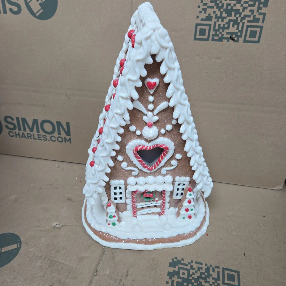 2 GINGERBREAD CHALET LED ORNAMENTS