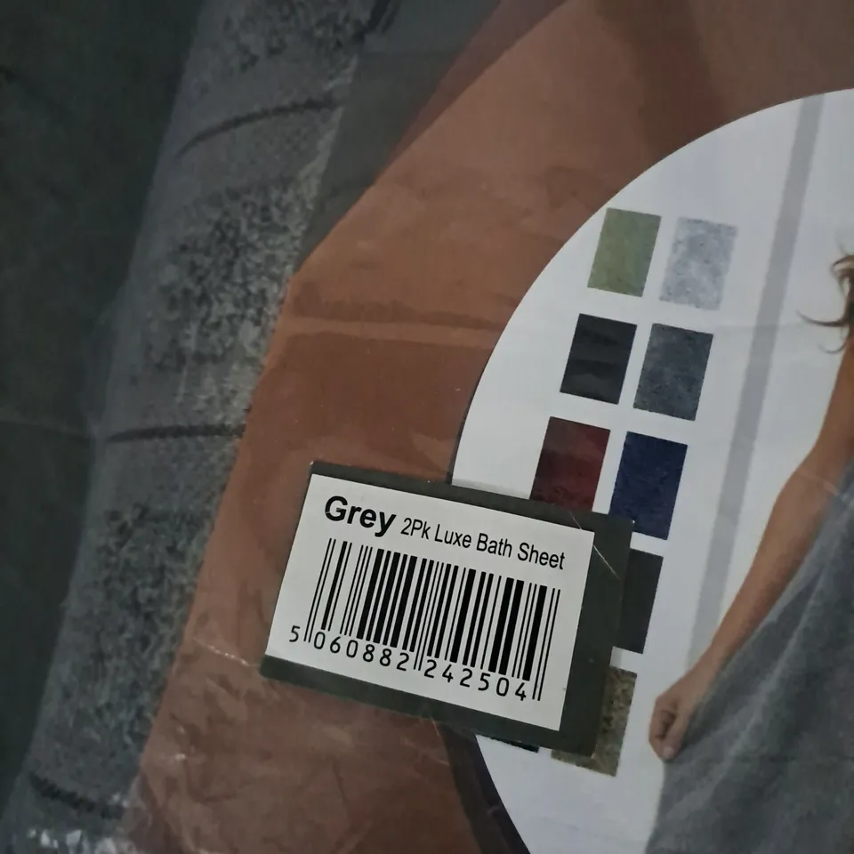 SEALED CASABELLA GREY 2 PACK LUXE BATH SHEETS