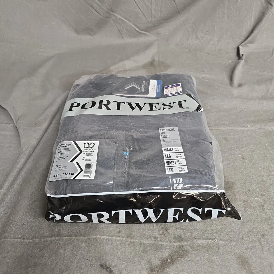 PORTWEST WX3 TROUSERS IN METAL GREY WITH KNEEPADS SIZE 46" REGULAR