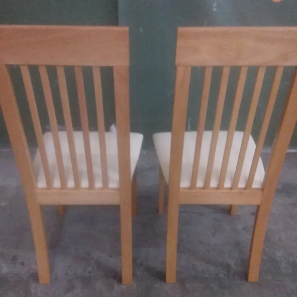 SET OF 2 OXFORD OAK DINING CHAIRS (IVORY LEATHER SEAT PAD)