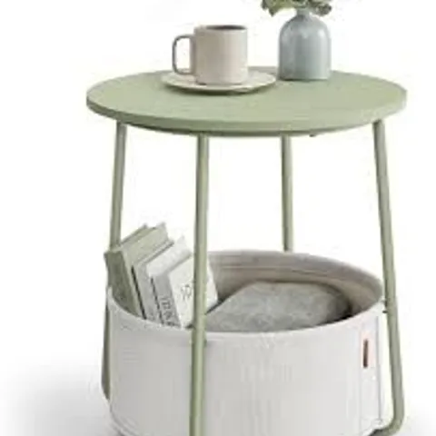 BOXED VASAGLE SIDE TABLE, ROUND END TABLE - GREEN/WHITE