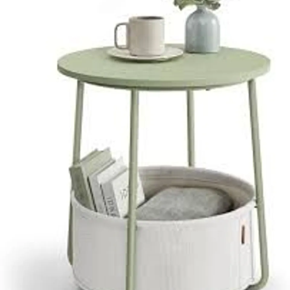 BOXED VASAGLE SIDE TABLE, ROUND END TABLE - GREEN/WHITE