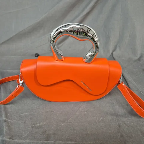 Orange handbag with chrome arched handle – fashion bag