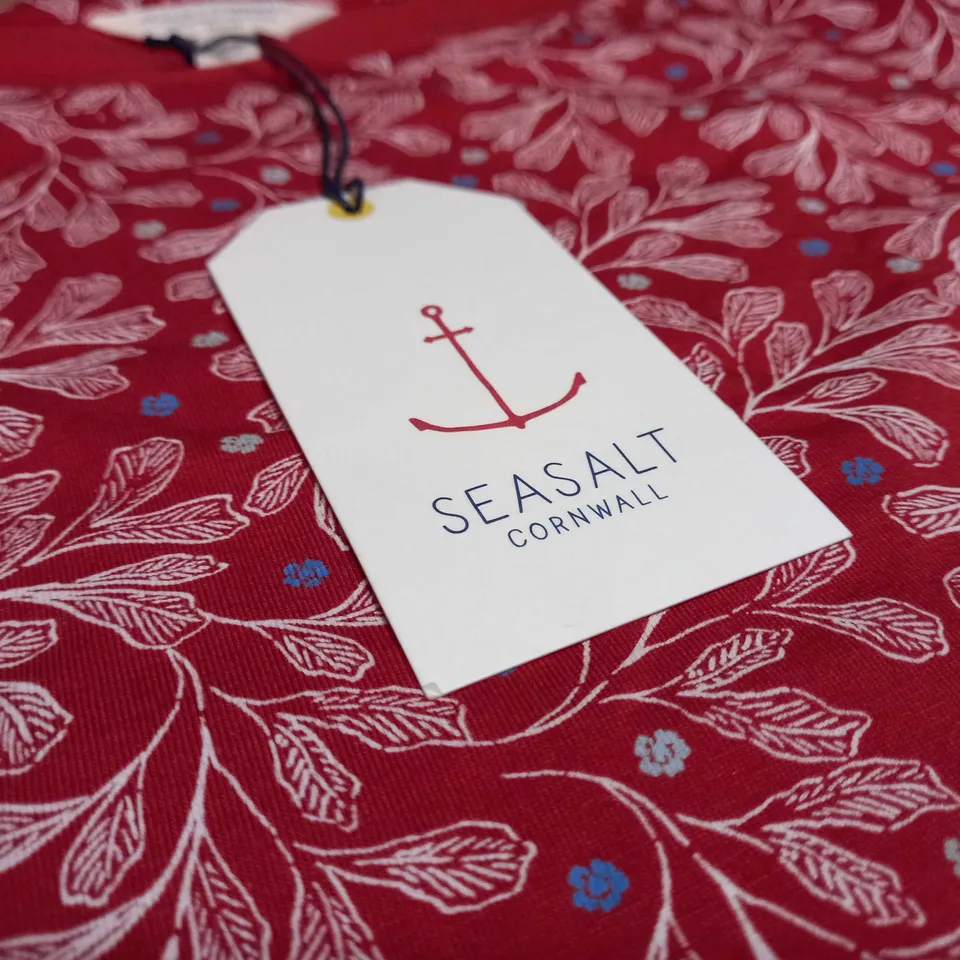 SEASALT RED/LEAF PRINT WOMENS TOP - SIZE 14