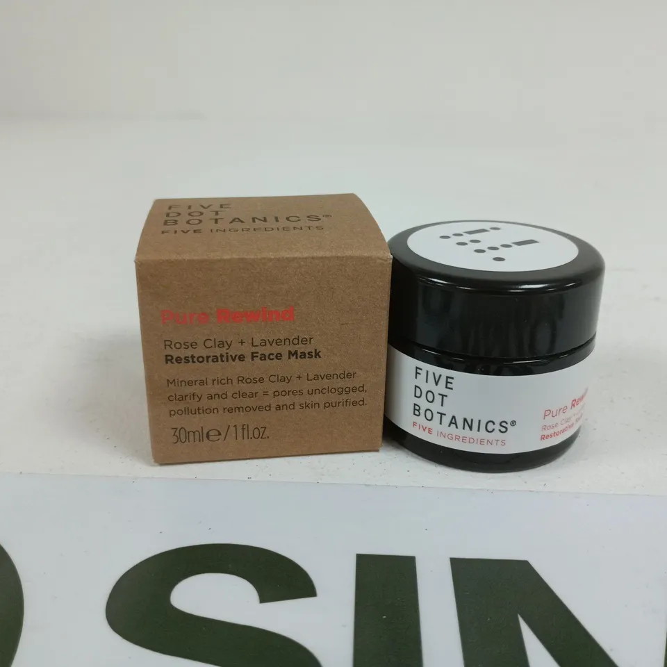 BOXED FIVE DOT BOTANICALS PURE REWIND ROSE CLAY + LAVENDER FACE MASK (30ML)