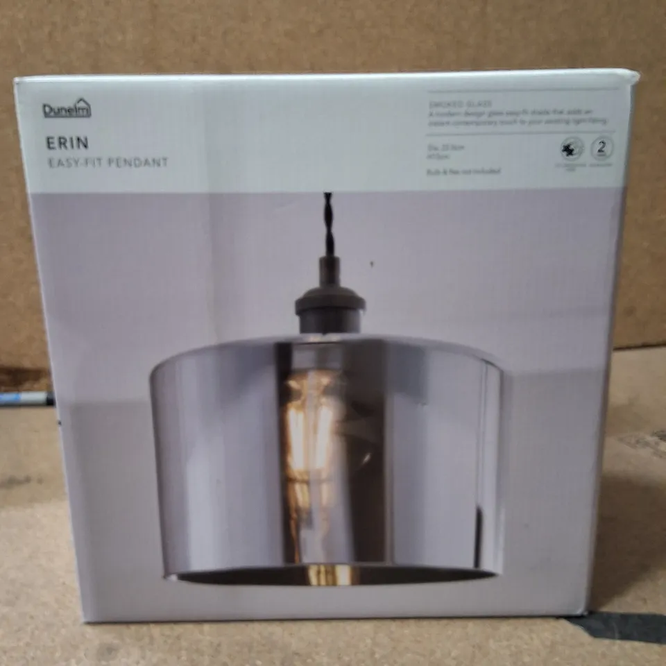 BOXED DUNELM ERIN EASY-FIT PENDANT LIGHT – GLASS SHADE, CHROME FINISH