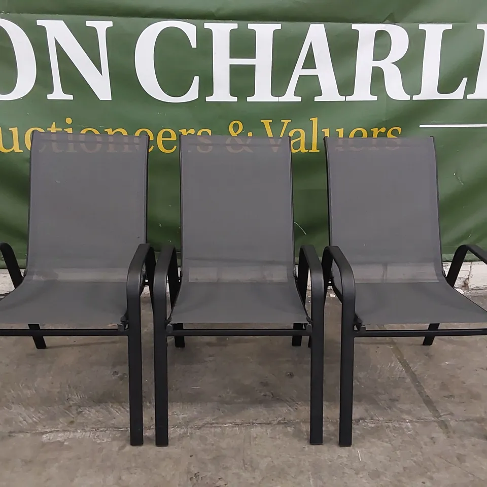 BOXED SET OF 3 GARDEN CHAIRS IN BLACK/GREY (1 BOX)