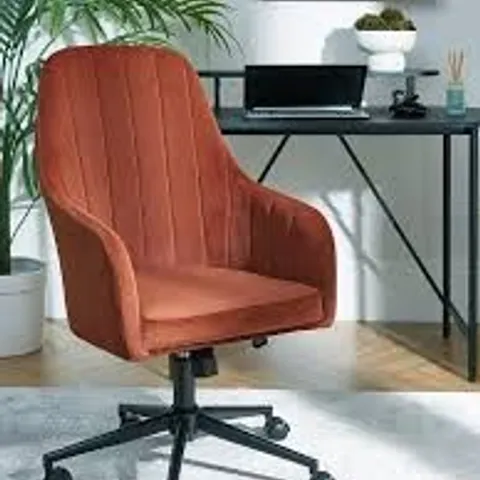 BOXED MOLBY FABRIC OFFICE CHAIR - RUST/BLACK (1 BOX)