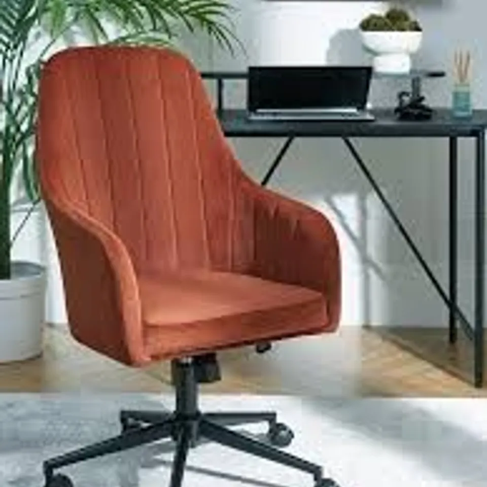 BOXED MOLBY FABRIC OFFICE CHAIR - RUST/BLACK (1 BOX) RRP £149