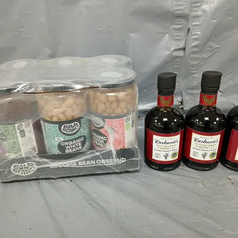 APPROXIMATELY 8 ASSORTED TEA PRODUCTS TO INCLUDE -BOLD BEANCO ASSORTION, AND CARLUCCIOS BALSAMIC VINEGAR