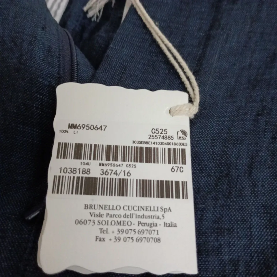 BRUNELLO CUCINELLI BLUE TROUSERS LEISURE FIT SIZE UK 36/36 APPROX