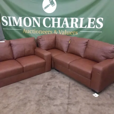 THREE DESIGNER BROWN LEATHER CORNER SOFA SECTIONS