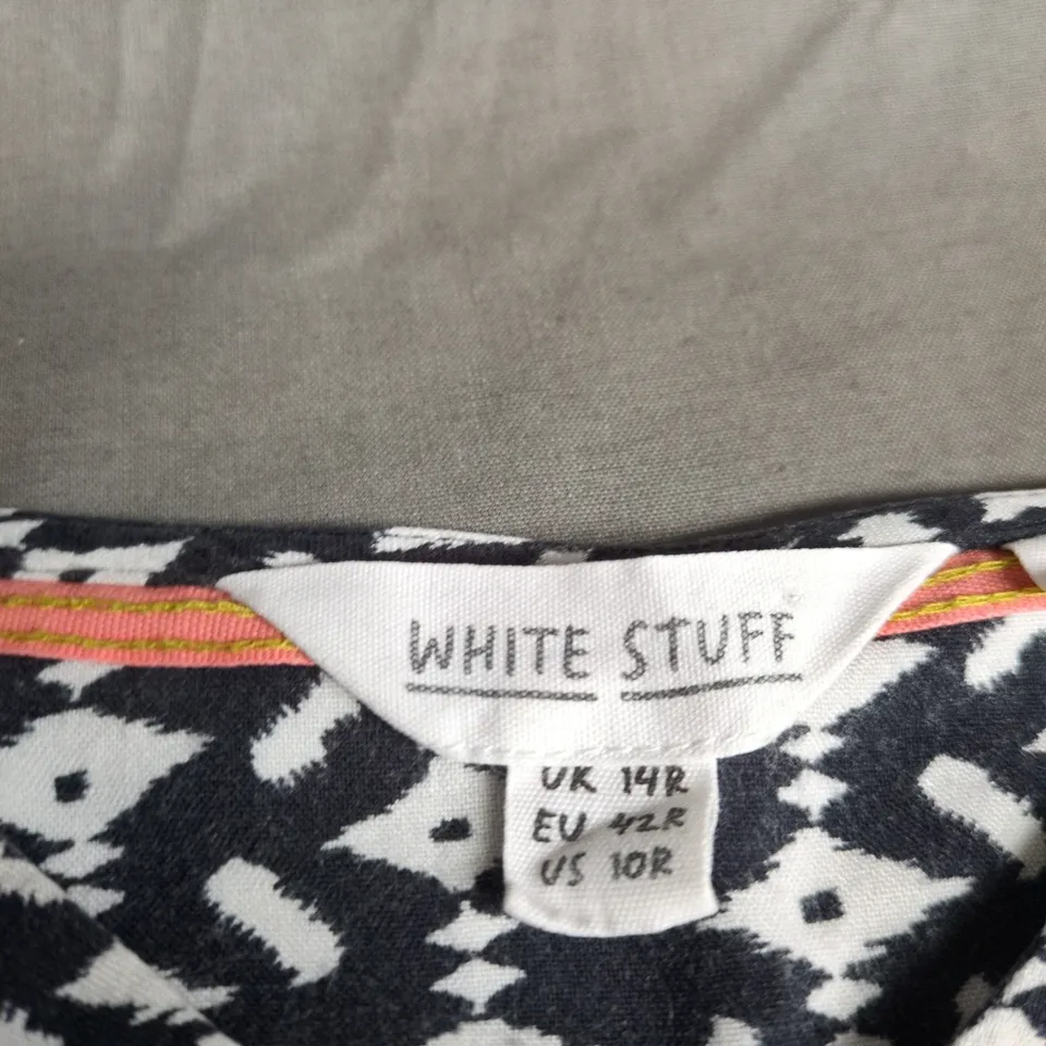 WHITE STUFF WOMEN'S DRESS – BLACK & WHITE GEOMETRIC PRINT, UK 14R