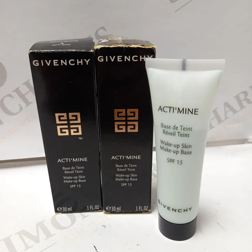 LOT OF 2 X 30ML GIVENCHY ACTIMINE WAKE UP SKIN MAKE UP BASE - ACTI KIWI 