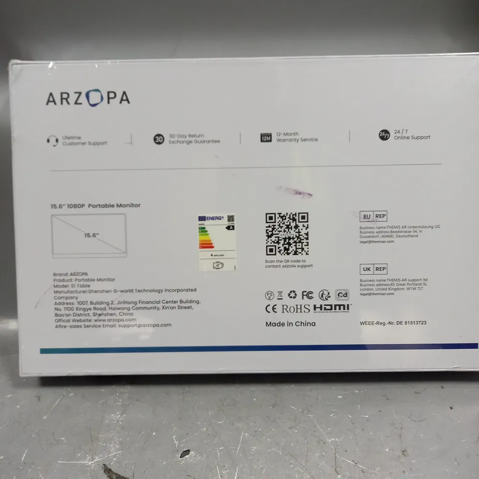 BOXED SEALED ARZOPA 15.6" 1080P PORTABLE MONITOR 