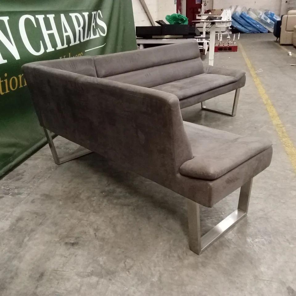 CASPIAN GREY SOFT SUEDE CORNER DINING BENCH